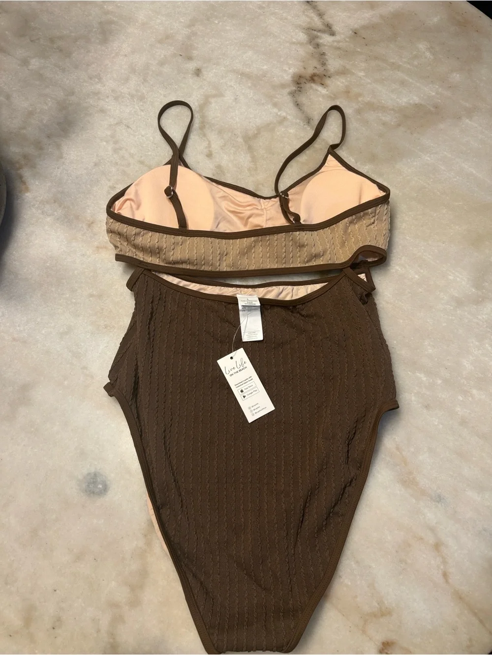 Cupshe Brown High-Waist One-Piece Womens Swimsuit